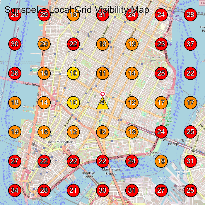 Sunspel GeoGrid visibility map for Men'S Clothing Store in New York
